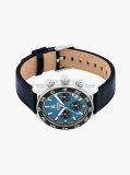 Blue Blue Leather Strap Chronograph Watch  Men
