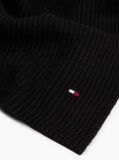 Black Hilfiger Flag Embroidery Scarf with Cashmere  Men