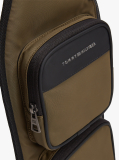 Green Metal Logo Sling Backpack  Men