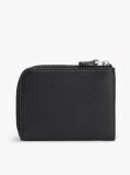 Black Casual Leather Zip-Around Wallet  Men