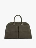 Green Metal Logo Suede Duffel Bag  Men