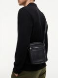 Black TH Business Leather Crossbody Reporter Bag  Men