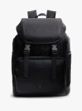 Black Textile Flag Jacquard Flap Backpack  Men