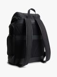 Black Textile Flag Jacquard Flap Backpack  Men