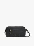 Black Modern Metal Logo Crossbody Bag  Men