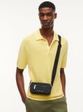 Black Modern Metal Logo Crossbody Bag  Men