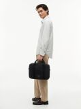 Black Textile Logo Patch Laptop Bag  Men