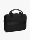 Black Textile Logo Patch Laptop Bag  Men