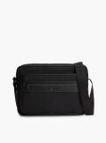 Black Logo Mixed Texture Crossbody Messenger Bag  Men