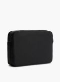 Black Logo Mixed Texture Crossbody Messenger Bag  Men