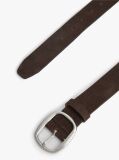 Brown Oval Buckle Debossed Suede Belt  Men