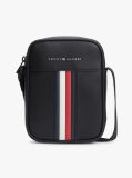 Black Signature Tape Crossbody Reporter Bag  Men