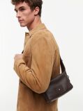 Brown Logo Leather Crossbody Camera Bag  Men