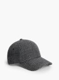 Grey Check Wool Blend Baseball Cap  Men