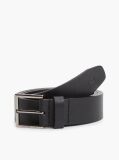 Black Casual Logo Leather Belt  Men