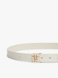 Beige Modern TH Monogram Buckle Leather Belt  Women