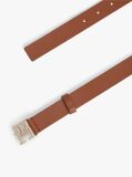 Brown Modern TH Monogram Buckle Leather Belt  Women