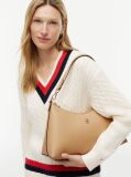 Beige Hilfiger Icon Pebble Grain Shoulder Bag  Women