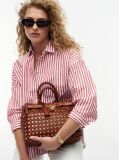 Καφέ The American Icon Τσάντα Tote Δερμάτινη Πλεκτή  Γυναίκες