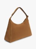 Brown Metal Logo Suede Shoulder Bag  Women