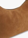 Brown Metal Logo Suede Shoulder Bag  Women