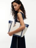 Blue Logo Charm Linen Blend Canvas Tote Bag  Women