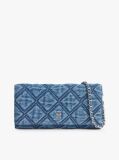 Denim Quilted Denim Chain Strap Wallet  Women