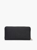Black Modern Textured Zip-Around Wallet  Women