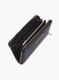 Black Modern Textured Zip-Around Wallet  Women