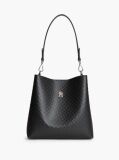 Black Hilfiger Icon Debossed Shoulder Bag  Women