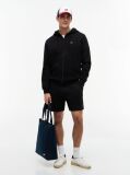 Μαύρο Hoody Με Φερμουάρ Και Κανονική Γραμμή  Άνδρες