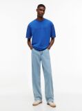 Blue Classic Tonal Logo Oversized T-Shirt  Men