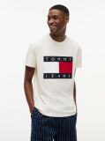 Beige Flag Badge Jersey Crew Neck T-Shirt  Men