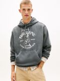 Black Gym Logo Embroidery Washed Relaxed Hoody  Men