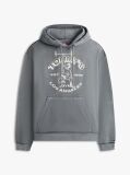 Black Gym Logo Embroidery Washed Relaxed Hoody  Men