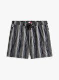 Black Print Poplin Relaxed Bermuda Shorts  Men