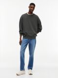 Black Waffle Knit Relaxed Jumper  Men