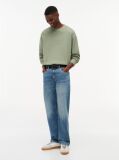 Green Waffle Knit Relaxed Jumper  Men