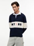 Blue Relaxed Fit Logo Panel Rugby Shirt  Men