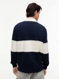 Blue Relaxed Fit Logo Panel Rugby Shirt  Men