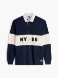 Blue Relaxed Fit Logo Panel Rugby Shirt  Men
