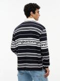 Blue Relaxed Fit Logo Stripe Rugby Shirt  Men