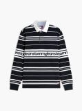 Blue Relaxed Fit Logo Stripe Rugby Shirt  Men