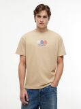 Beige Back Repeat Crest Logo Relaxed T-Shirt  Men