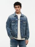 Denim Ryan Distressed Denim Trucker Jacket  Men