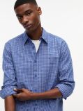 Blue Regular Fit Pattern Poplin Shirt  Men