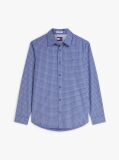 Blue Regular Fit Pattern Poplin Shirt  Men