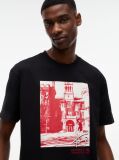 Μαύρο Άνετο T-Shirt Με Σχέδιο  Άνδρες