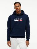 Blue Logo Sueded Terry Drawstring Hoody  Men