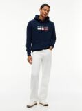 Blue Logo Sueded Terry Drawstring Hoody  Men